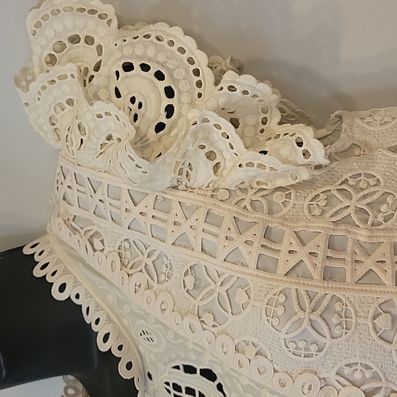 Sea New York Sz 4 Cream Lace Ruffle Cocktail Dress - Picture 5 of 13